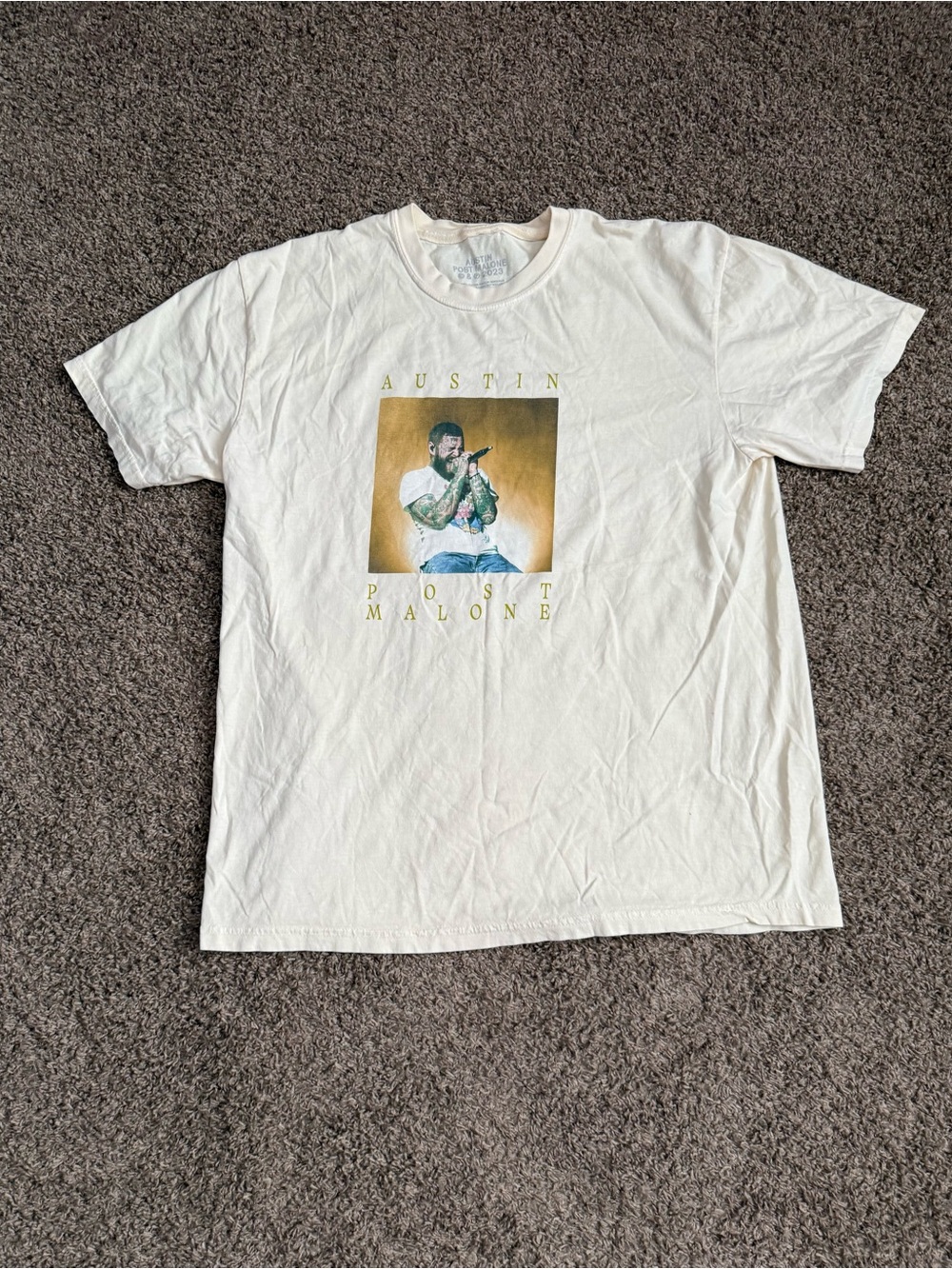 Post Malone 2023 Austin Tour Band Concert T-Shirt Off White Adult Size XL